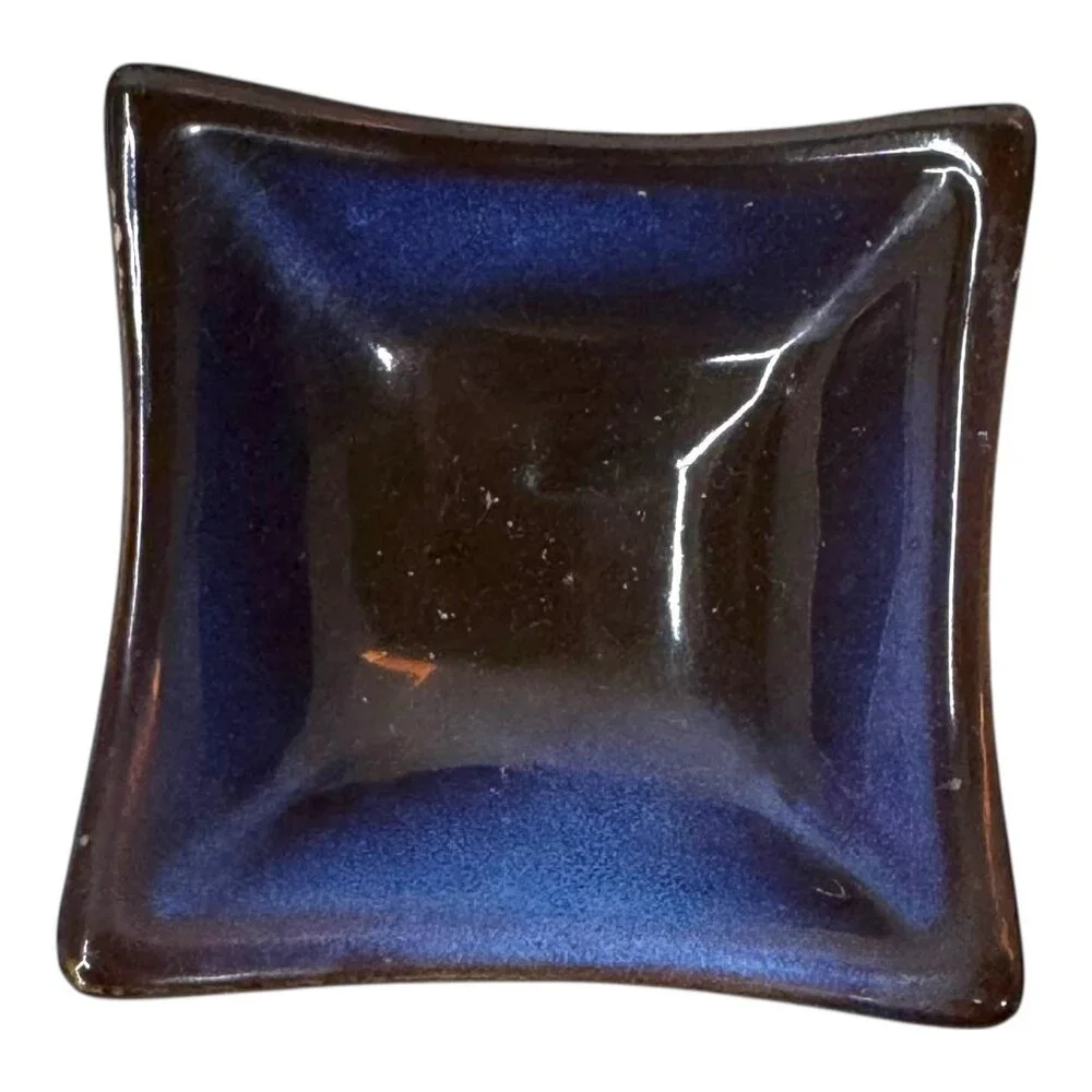 Ceramic Oil Burner Aroma Diffuser Blue Ombre Boho Cottagecore Geometric Cutouts